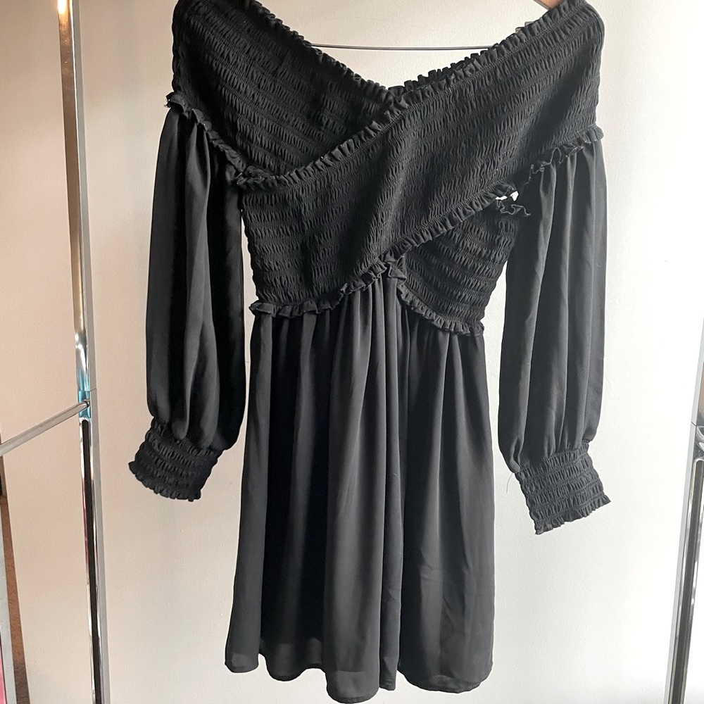 The Impeccable Pig Black Long Sleeve Dress with Cutouts